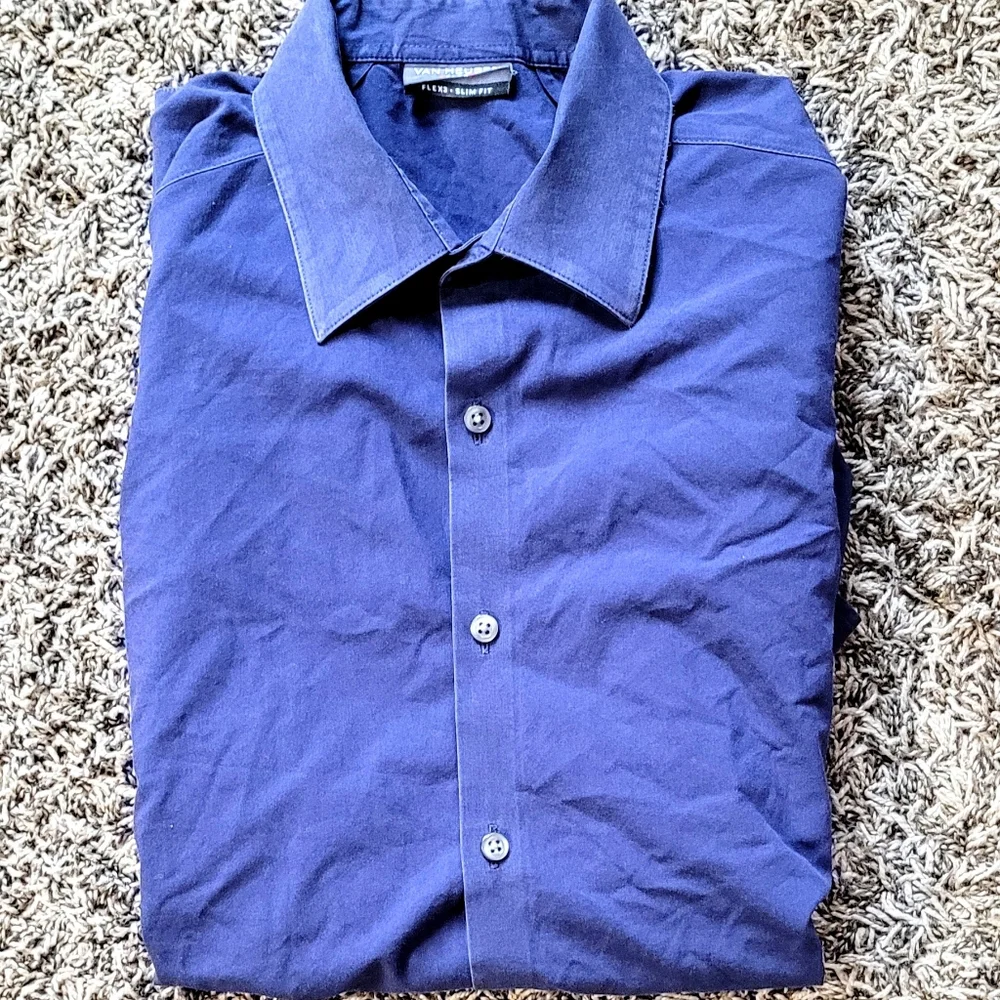 SLIM FIT Blue Button Down Shirt - Picture 1 of 4